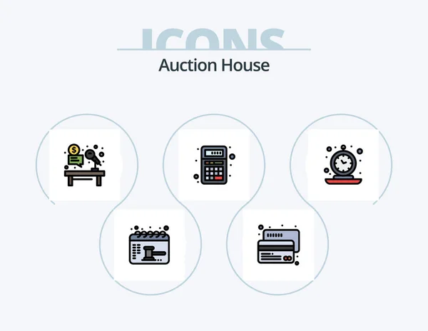Auction Line Filled Icon Pack Icon Design Money Megaphone Balance — Wektor stockowy