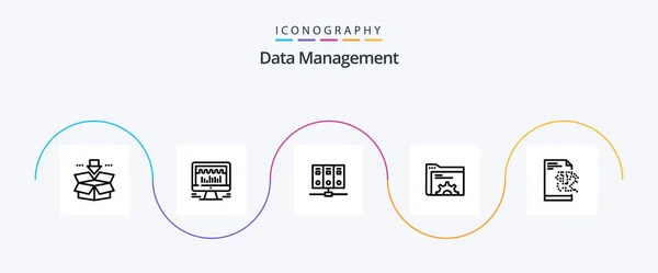 Data Management Line Icon Pack Including Data Beat Database Mainframe — Stok Vektör