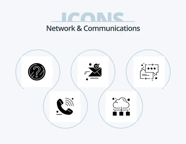 Network Communications Glyph Icon Pack Icon Design Good Sent Internet — Stockvektor