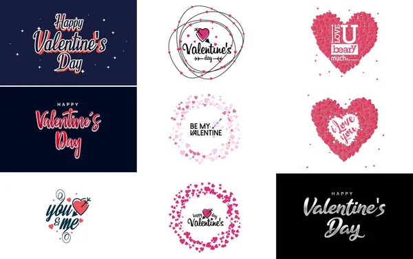 Happy Valentine Day Hand Drawn Lettering Vector Illustration Suitable Use — Stock Vector
