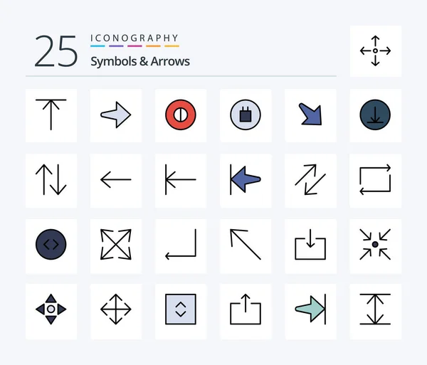 Symbols Arrows Line Filled Icon Pack Including Left Upside Arrow — Stok Vektör