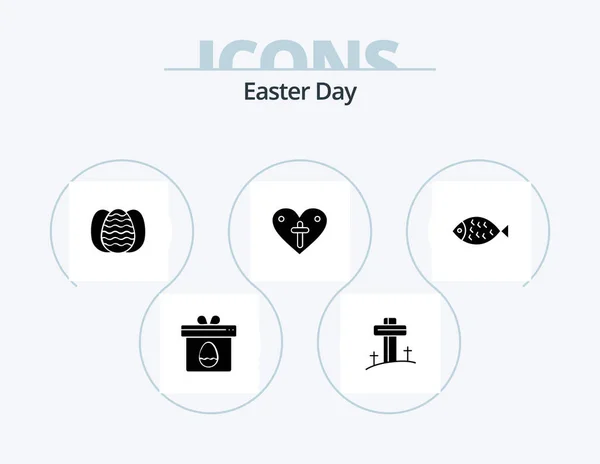Easter Glyph Icon Pack Icon Design Food Loves Egg Easter — Vector de stock