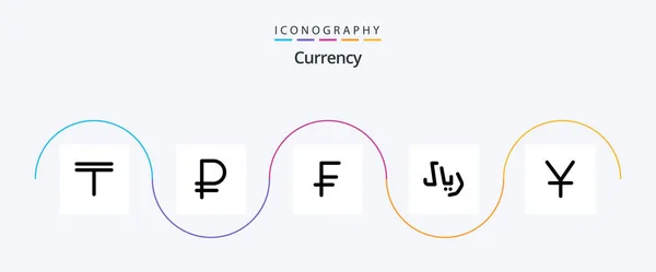 Currency Line Filled Flat Icon Pack Including Yen Yuan Swiss — Image vectorielle
