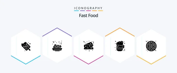 Fast Food Glyph Icon Pack Including Fast Food Fat Food — Διανυσματικό Αρχείο