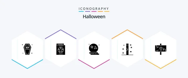 Halloween Glyph Icon Pack Including Halloween Celebration Knowledge Scary Moon — Wektor stockowy