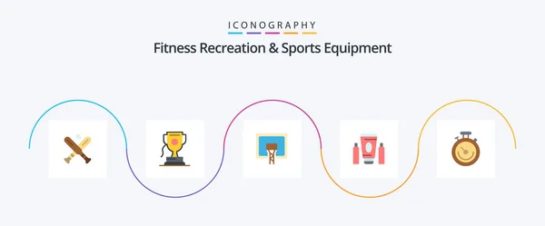 Fitness Recreation Sports Equipment Flat Icon Pack Including Sports Healthcare — 图库矢量图片