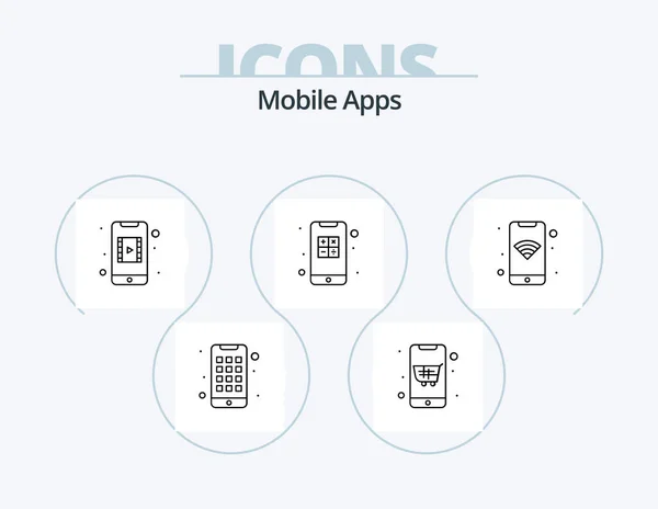 Mobile Apps Line Icon Pack Icon Design App Mobile Phone — Stockvektor