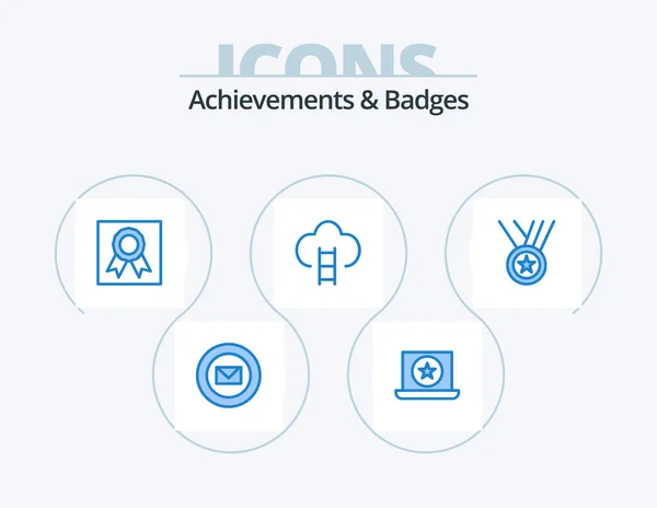 Achievements Badges Blue Icon Pack Icon Design Award Place Badge — Stock Vector