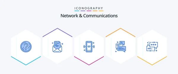 Network Communications Blue Icon Pack Including Support Chat Resume Group — Wektor stockowy