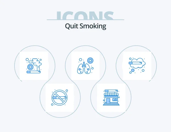 Quit Smoking Blue Icon Pack Icon Design Quit Addict Smoking — Stok Vektör
