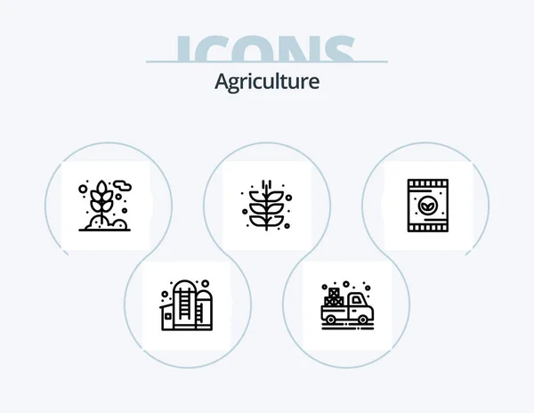 Agriculture Line Icon Pack Icon Design Farm Agriculture Grain Fly — Wektor stockowy