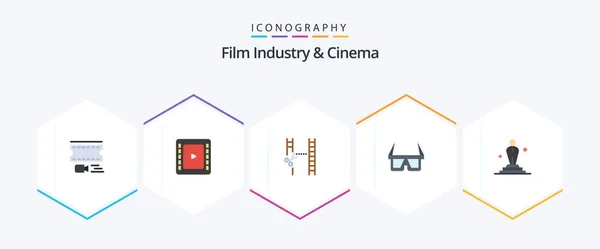 Cenima Flat Icon Pack Including Movie Cinema Cinematography Stereo Eyewear — 图库矢量图片