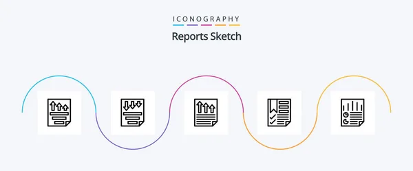 Reports Sketch Line Icon Pack Including Document Bookmark Paper Report — Image vectorielle