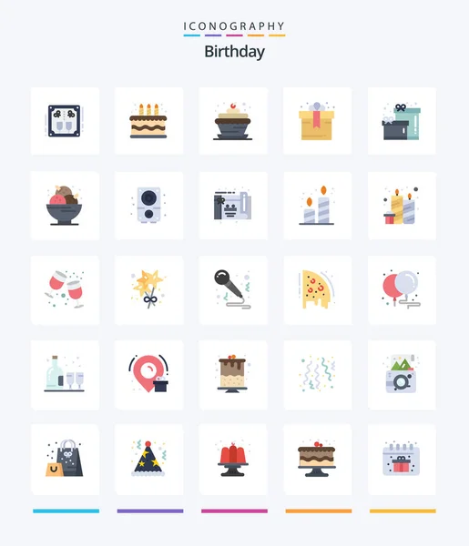 Creative Birthday Flat Icon Pack Ice Cream Birthday Bakery Gift — Wektor stockowy
