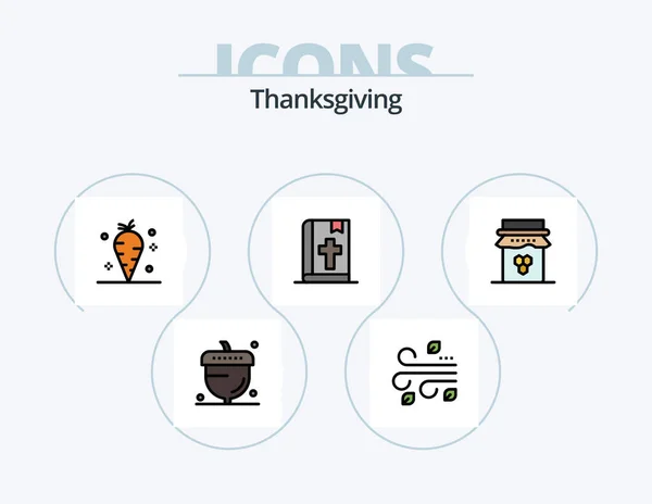 Thanksgiving Line Filled Icon Pack Icon Design Bonfire Thanksgiving Bell — Stockvektor