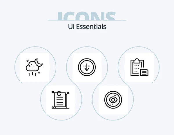 Essentials Line Icon Pack Icon Design Download Direction Photography Wait — Vector de stock