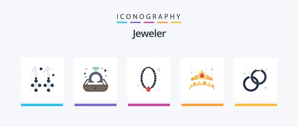 Jewellery Flat Icon Pack Including Accessorize Jewelry Jewelry Fashion Pendant — Archivo Imágenes Vectoriales