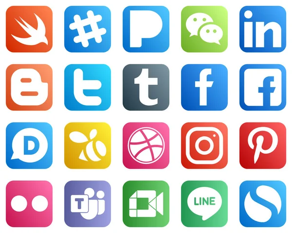 Social Media Icons Every Platform Dribbble Disqus Blog Facebook Icons — Stok Vektör