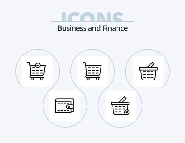 Finance Line Icon Pack Icon Design Safe Shopping Cart Basket — стоковый вектор