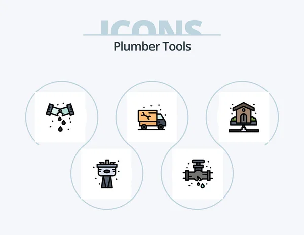 Plumber Line Filled Icon Pack Icon Design System Plumber System — Stock Vector