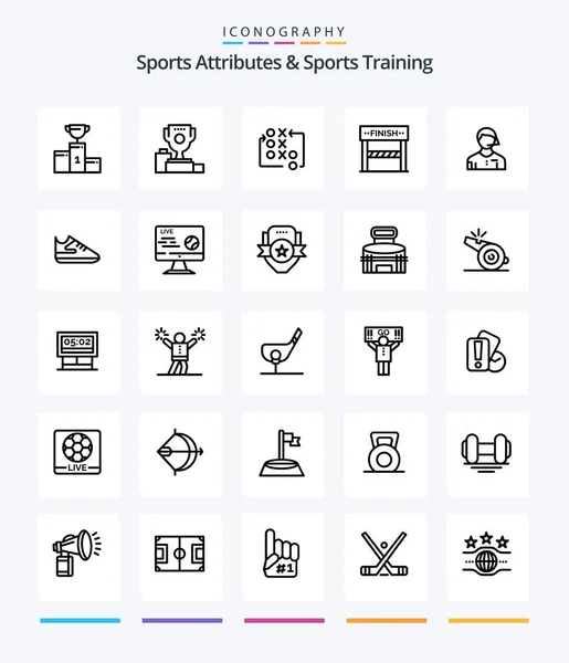 Creative Sports Atributes Sports Training Outline Icon Pack Linesman Football — Stock Vector