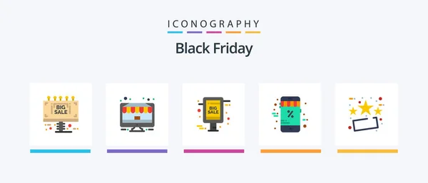 Black Friday Flat Icon Pack Including Discount Christmas Black Friday — Stockvector