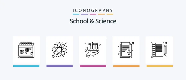 School Science Line Icon Pack Including Lab Beaker Globe Education — Stok Vektör