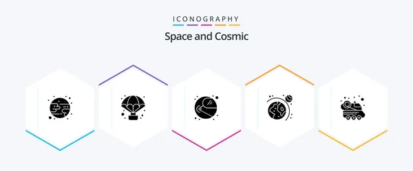 Space Glyph Icon Pack Including Spacecraft Space Helmet Automobile Space — стоковый вектор