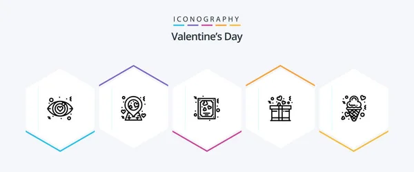 Valentines Day Line Icon Pack Including Valentine Love Love Ice — 图库矢量图片