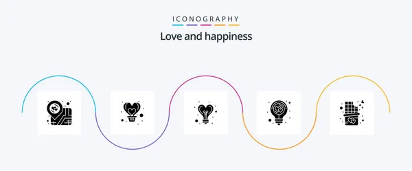 Love Glyph Icon Pack Including Light Heart Flight Energy Heart — Stock Vector