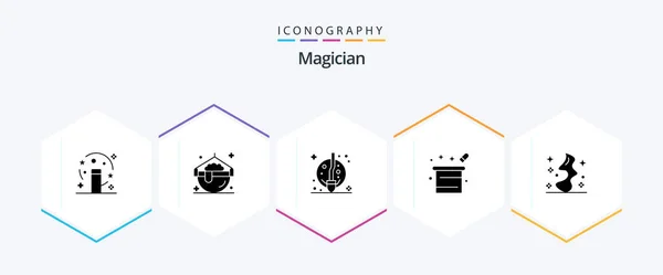 Magician Glyph Icon Pack Including Magic Magician Broom Magical Magic — Stockový vektor