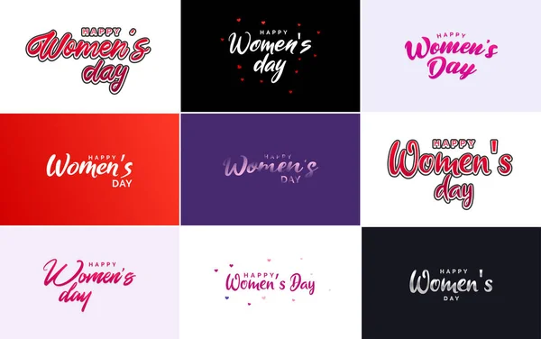ピンクハッピー女性の日のタイポグラフィデザイン要素国際的な女性の日のアイコンと国際的な女性の日の概念のためのミニマリズムデザインで使用するのに適したシンボル ベクトルイラスト — ストックベクタ