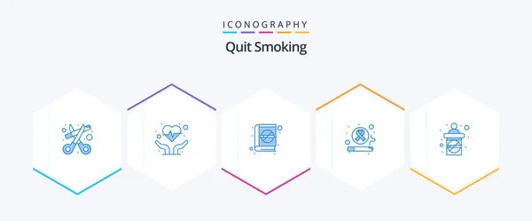 Quit Smoking Blue Icon Pack Including Conference Smoking Cigarette Lifestyle — Stockvector