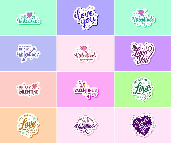 Flowers Love Valentine Day Graphics Stickers — Vector de stock