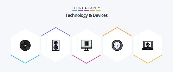 Devices Filledline Icon Pack Including Technology Electronics Speaker Devices — Stockvector