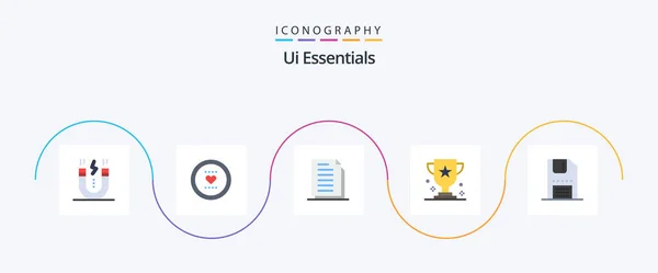 Essentials Flat Icon Pack Including Game Award Love Paper Documents — Stockový vektor