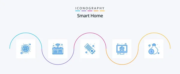 Smart Home Blue Icon Pack Включаючи Будинок Монітор Піч Будинок — стоковий вектор
