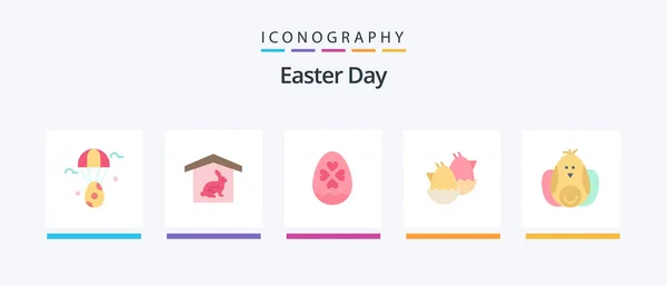 Easter Flat Icon Pack Including Baby Nature Egg Easter Egg — Stockvektor