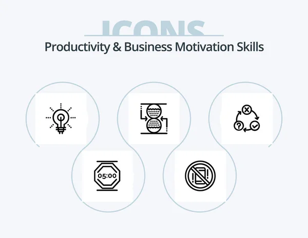 Productivity Business Motivation Skills Line Icon Pack Icon Design Work — Stock Vector