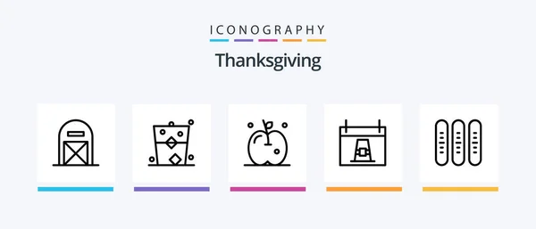Thanks Giving Line Icon Pack Including Candle Fruit Vegetable Apple — Stok Vektör