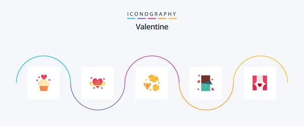 Valentine Flat Icon Pack Including Diamond Day Love Valentines Valentines — ストックベクタ
