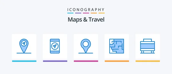 Maps Travel Blue Icon Pack Including Map Travel Creative Icons — Vetor de Stock