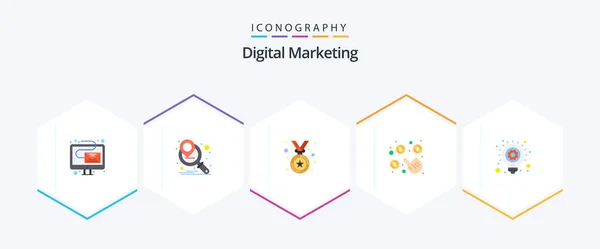 Digital Marketing Flat Icon Pack Including Business Idea Idea Medal — Stock Vector