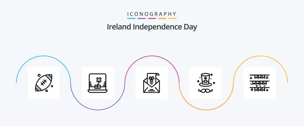 Ireland Independence Day Line Icon Pack Including Ireland Flag Envelope — Vector de stock