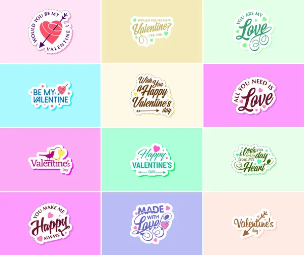 Valentine Day Graphics Stickers Show Your Love Devotion — Διανυσματικό Αρχείο