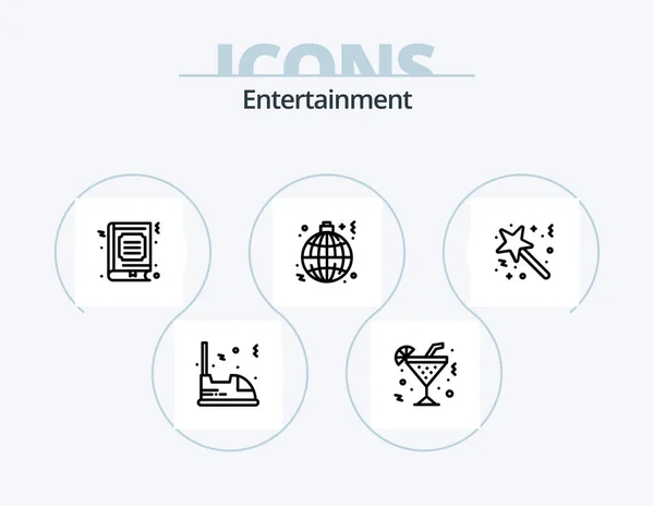 Entertainment Line Icon Pack Icon Design Celebration Birthday Joystick Song — Stockvektor