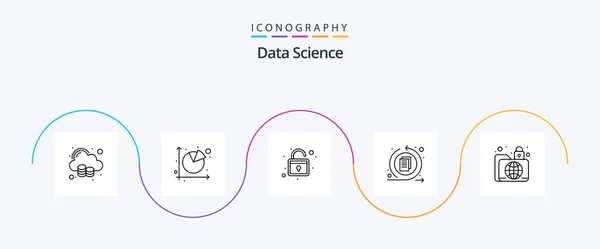 Data Science Line Icon Pack Including Folder Data Process Pie — Archivo Imágenes Vectoriales