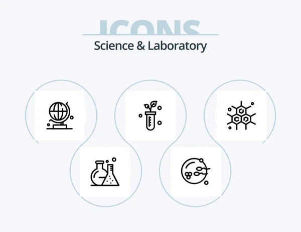 Science Line Icon Pack Icon Design Medicine Flask Medical Molecule — Stok Vektör