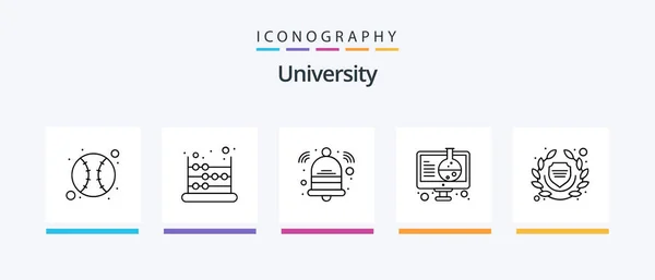 University Line Icon Pack Including Compose Success College Study Books — Stock Vector