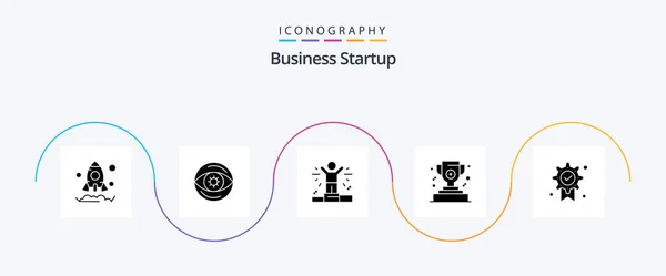 Business Startup Glyph Icon Pack Including Cup Vision Award Person — Διανυσματικό Αρχείο